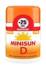 Minisun D-vitamiini 20 mikrog 225 TABL